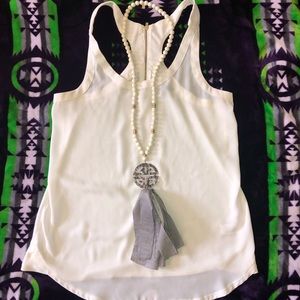 Express Creme Chiffon Tank (S)